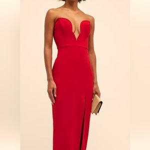 Aidan Mattox Strapless Deep V-Neck Crepe Gown-Size 6